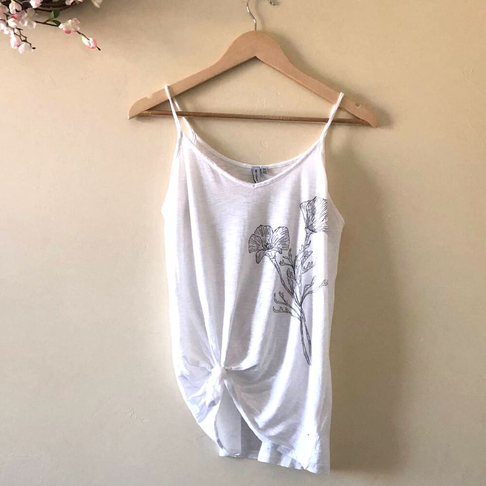 UO Comune Tank Top Cotton Side Tie White Size M